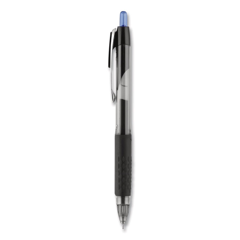 uniball Signo 207 Needle Point Gel Pen, Retractable, Medium 0.7 mm, Blue Ink, Black Barrel, Dozen