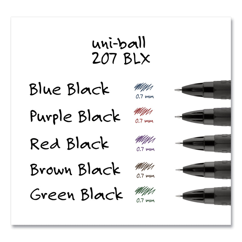 uniball 207 BLX Series Gel Pen, Retractable, Medium 0.7 mm, Black Ink, Translucent Black Barrel