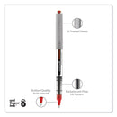 uniball VISION Roller Ball Pen, Stick, Fine 0.7 mm, Red Ink, Gray/Red Barrel, Dozen