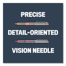 uniball VISION Needle Roller Ball Pen, Stick, Fine 0.7 mm, Assorted Ink Colors, Silver Barrel, 8/Pack