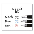 uniball Signo 207 Gel Pen, Retractable, Micro 0.5 mm, Black Ink, Smoke/Black Barrel, Dozen