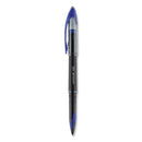 uniball AIR Porous Roller Ball Pen, Stick, Medium 0.7 mm, Blue Ink, Black Barrel, Dozen