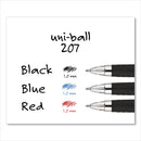 uniball Signo 207 Gel Pen, Retractable, Bold 1 mm, Blue Ink, Black/Blue Barrel, Dozen