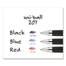 uniball Signo 207 Gel Pen, Retractable, Bold 1 mm, Black Ink, Translucent Black Barrel, Dozen