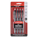 uniball Signo 207 Gel Pen, Retractable, Medium 0.7 mm, Black Ink, Translucent Black Barrel, 4/Pack