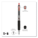 uniball Signo 207 Gel Pen, Retractable, Medium 0.7 mm, Red Ink, Smoke/Black/Red Barrel, Dozen
