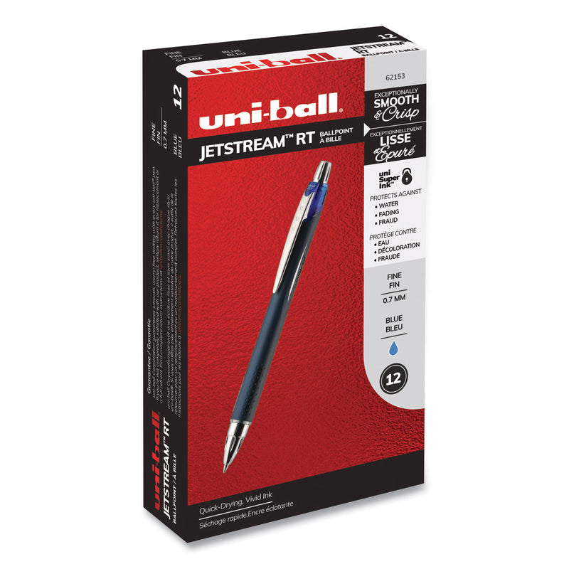 uniball Jetstream Retractable Ballpoint Pen, Fine 0.7 mm, Blue Ink, Blue Barrel