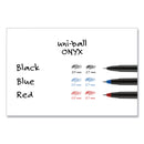 uniball ONYX Roller Ball Pen, Stick, Fine 0.7 mm, Blue Ink, Black Matte Barrel, Dozen