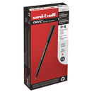 uniball ONYX Roller Ball Pen, Stick, Micro 0.5 mm, Red Ink, Black Matte Barrel, Dozen