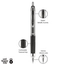 uniball Signo 207 Gel Pen, Retractable, Medium 0.7 mm, Black Ink, Smoke/Black Barrel, Dozen
