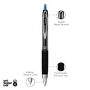 uniball Signo 207 Gel Pen, Retractable, Micro 0.5 mm, Blue Ink, Smoke/Black/Blue Barrel, Dozen