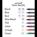 uniball VISION Needle Roller Ball Pen, Stick, Fine 0.7 mm, Blue Ink, Silver Barrel, Dozen