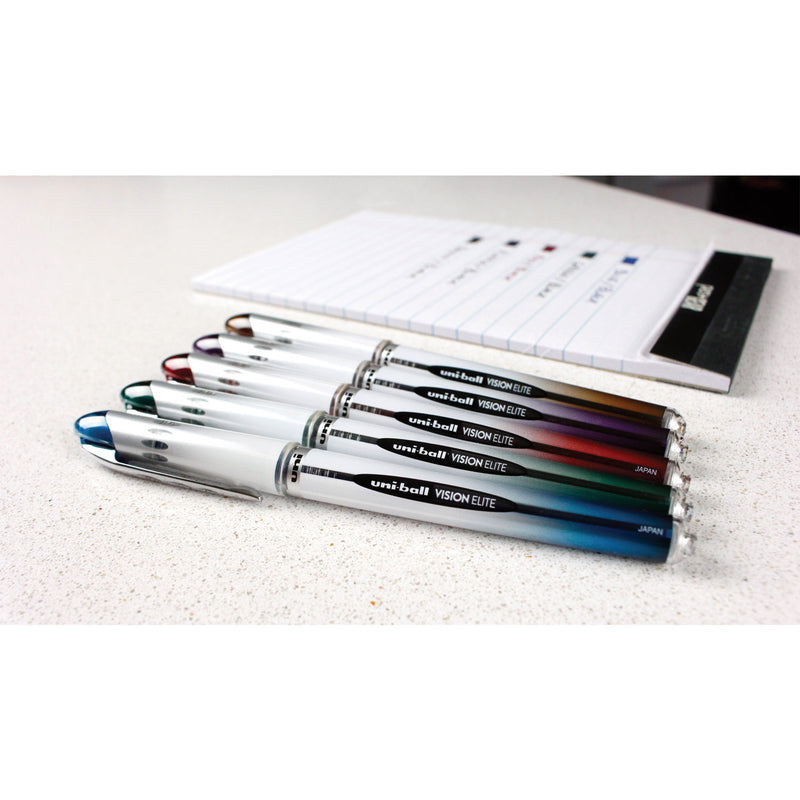 uniball VISION ELITE BLX Series Roller Ball Pen, Stick, Bold 0.8 mm, Assorted Ink and Barrel Colors, 5/Pack