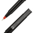 uniball Roller Ball Pen, Stick, Micro 0.5 mm, Red Ink, Black Matte Barrel, Dozen