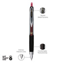 uniball Signo 207 Gel Pen, Retractable, Micro 0.5 mm, Red Ink, Smoke/Black/Red Barrel, Dozen