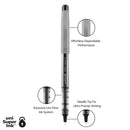 uniball VISION Needle Roller Ball Pen, Stick, Fine 0.7 mm, Black Ink, Silver Barrel, Dozen