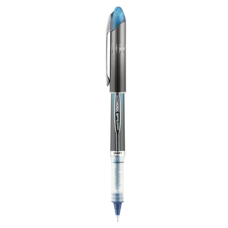 uniball VISION ELITE Roller Ball Pen, Stick, Extra-Fine 0.5 mm, Blue-Black Ink, Black/Blue Barrel