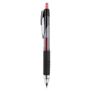 uniball Signo 207 Gel Pen, Retractable, Micro 0.5 mm, Red Ink, Smoke/Black/Red Barrel, Dozen