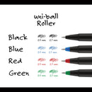 uniball Roller Ball Pen, Stick, Micro 0.5 mm, Red Ink, Black Matte Barrel, Dozen