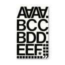 Chartpak Press-On Vinyl Letters and Numbers, Self Adhesive, Black, 2"h, 77/Pack