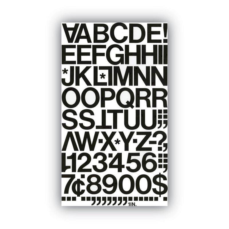 Chartpak Press-On Vinyl Letters and Numbers, Self Adhesive, Black, 1"h, 88/Pack