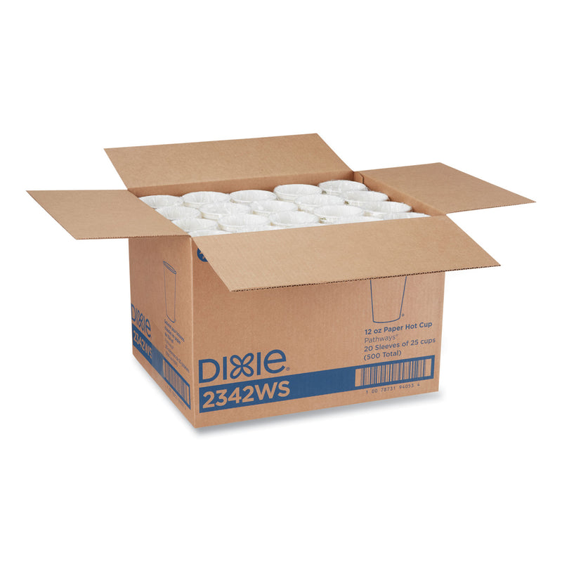 Dixie Pathways Paper Hot Cups, 12 oz, 25/Bag, 20 Bags/Carton
