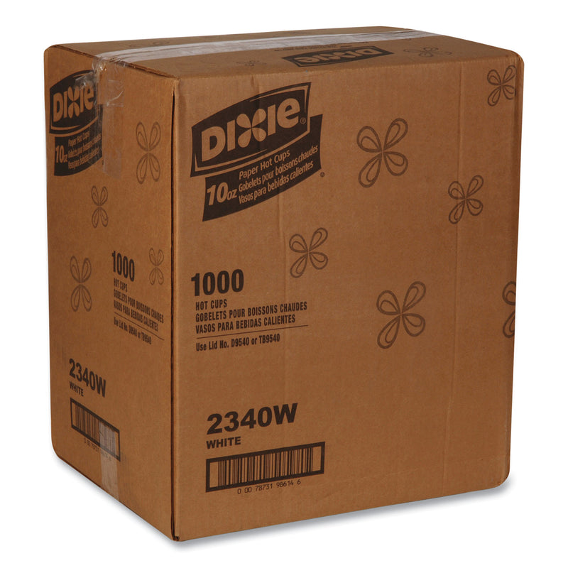 Dixie Paper Hot Cups, 10 oz, White, 50/Sleeve, 20 Sleeves/Carton