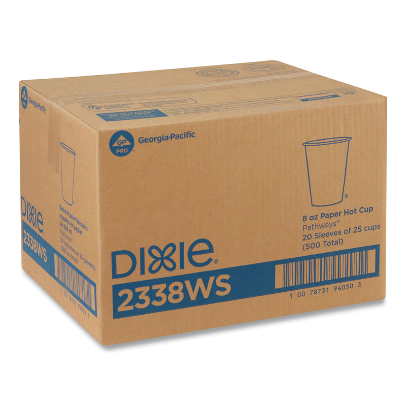 Dixie Pathways Paper Hot Cups, 8 oz, 25/Bag, 20 Bags/Carton
