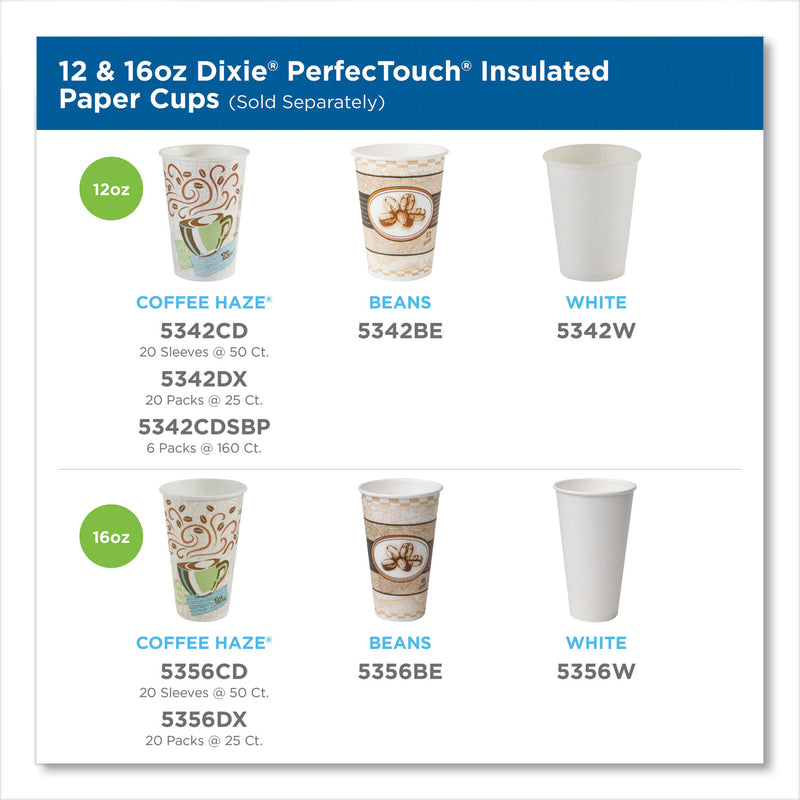 Dixie PerfecTouch Paper Hot Cups, 12 oz, Coffee Haze Design, 25 Sleeve, 20 Sleeves/Carton
