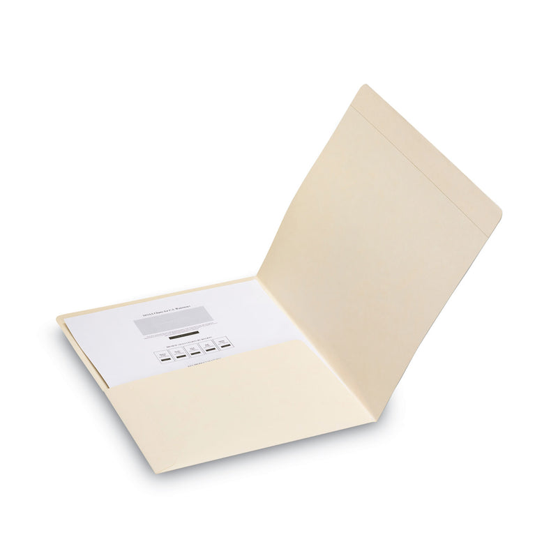 Smead Top Tab File Folders with Inside Pocket, Straight Tabs, Letter Size, Manila, 50/Box