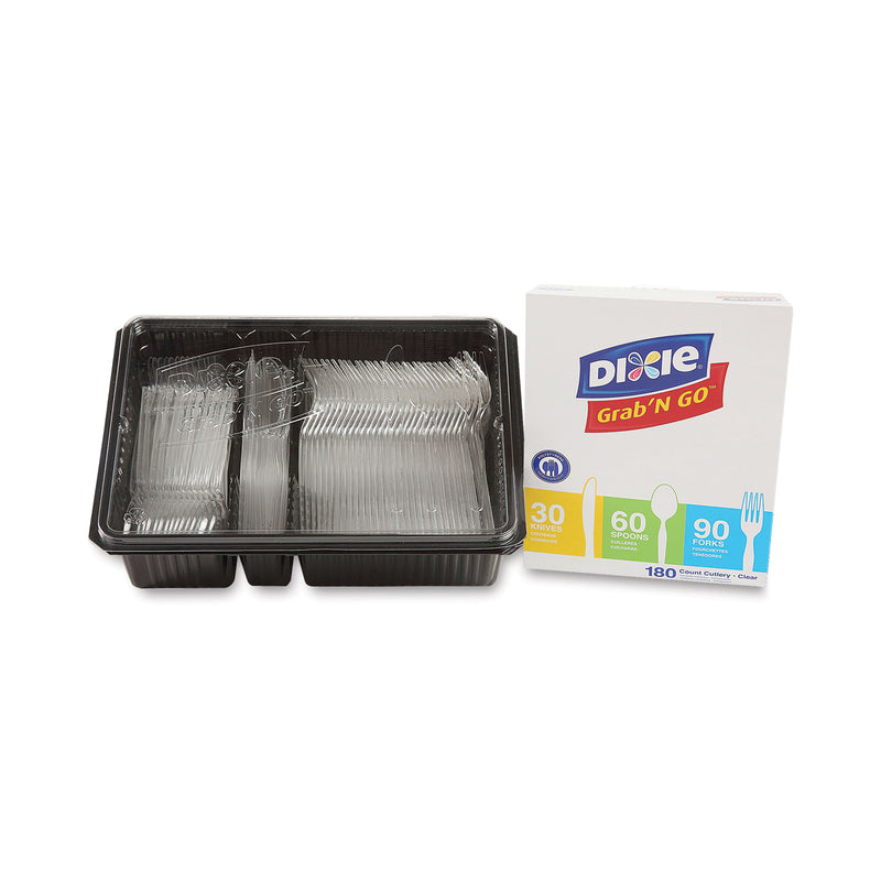 Dixie Combo Pack, Tray with Clear Plastic Utensils, 90 Forks, 30 Knives, 60 Spoons