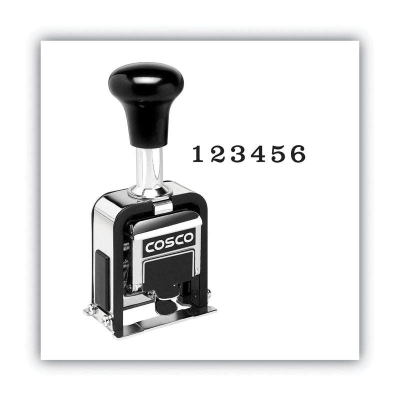 COSCO 2000PLUS Automatic Numbering Machine, 6 wheels, Self-Inking, Black 0.75 x 0.25