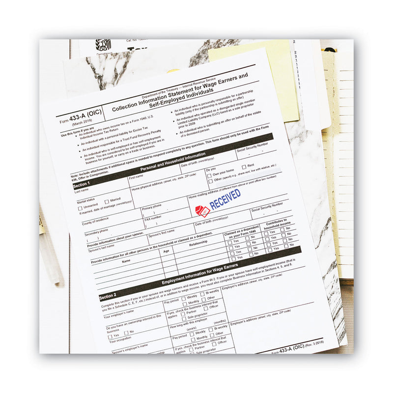 ACCUSTAMP2 Pre-Inked Shutter Stamp, Red/Blue, RECEIVED, 1.63 x 0.5