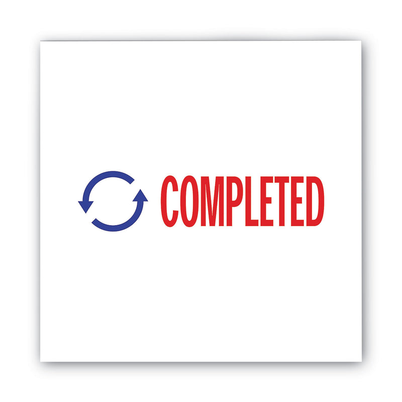 ACCUSTAMP2 Pre-Inked Shutter Stamp, Red/Blue, COMPLETED, 1.63 x 0.5