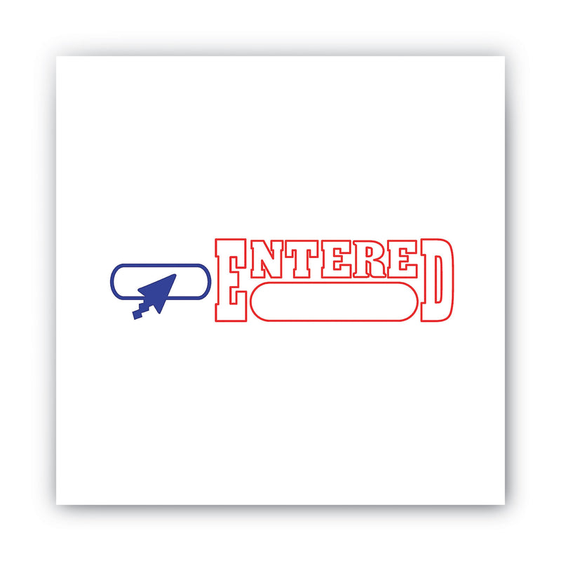 ACCUSTAMP2 Pre-Inked Shutter Stamp, Red/Blue, ENTERED, 1.63 x 0.5