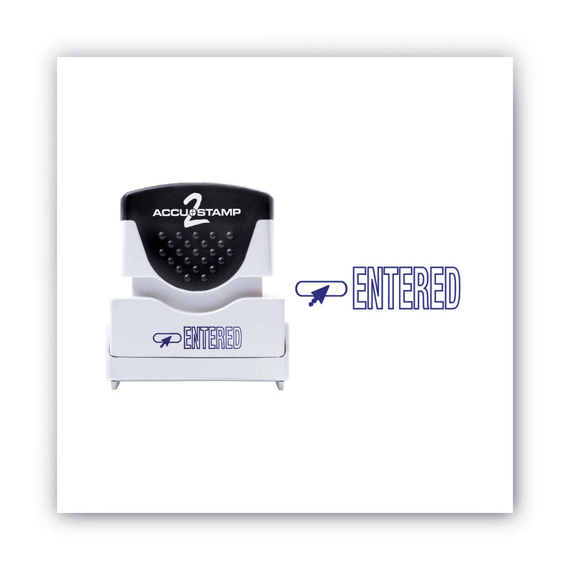 ACCUSTAMP2 Pre-Inked Shutter Stamp, Blue, ENTERED, 1.63 x 0.5