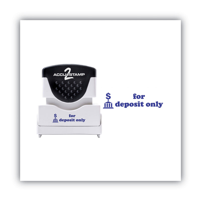 ACCUSTAMP2 Pre-Inked Shutter Stamp, Blue, FOR DEPOSIT ONLY, 1.63 x 0.5