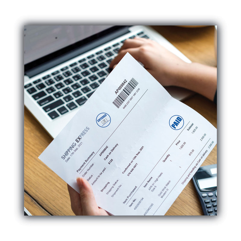 ACCUSTAMP Pre-Inked Round Stamp, PAID, 0.63" dia, Blue