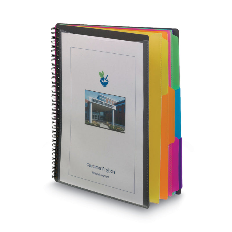 Smead Poly Project Organizer, 12 Letter-Size Sleeves, Gray with Bright Pockets