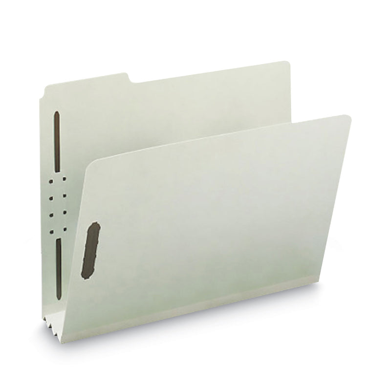 Smead 100% Recycled Pressboard Fastener Folders, Letter Size, 3" Expansion, Gray-Green, 25/Box