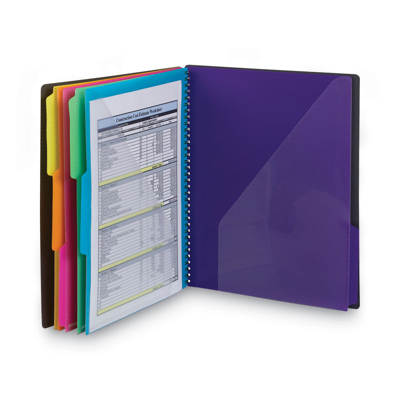 Smead Poly Project Organizer, 12 Letter-Size Sleeves, Gray with Bright Pockets