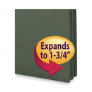 Smead Hanging Pockets with Full-Height Gusset, 1 Section, 1.75" Capacity, Letter Size, Straight Tabs, Standard Green, 25/Box