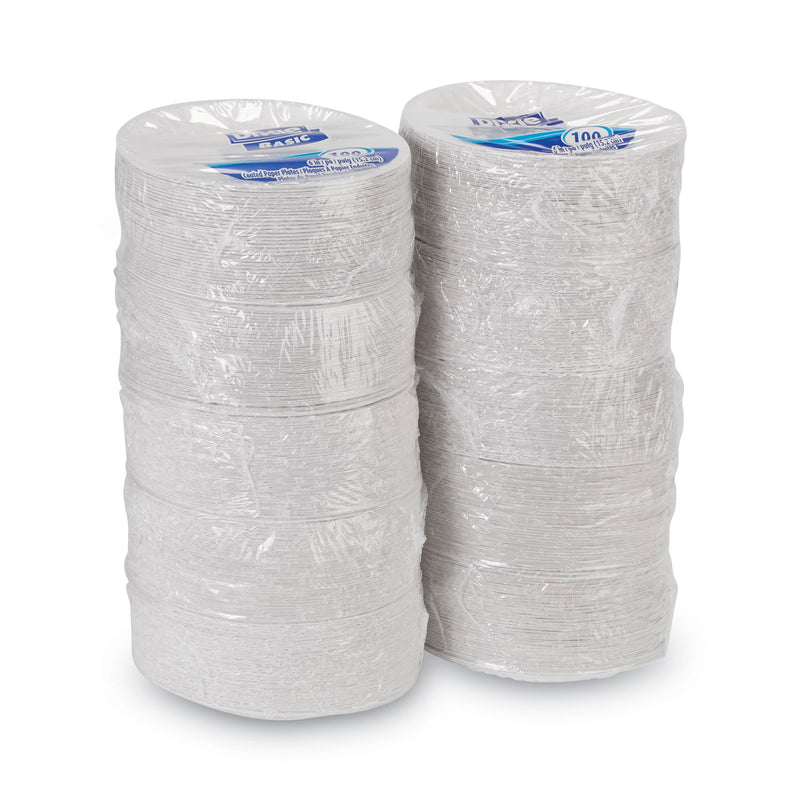 Dixie Clay Coated Paper Plates, 6" dia, White, 100/Pack, 12 Packs/Carton