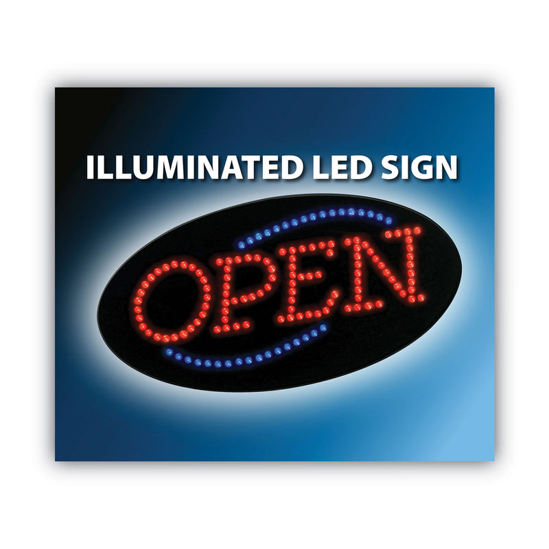 COSCO LED OPEN Sign, 10.5 x 20.13, Red and Blue Graphics