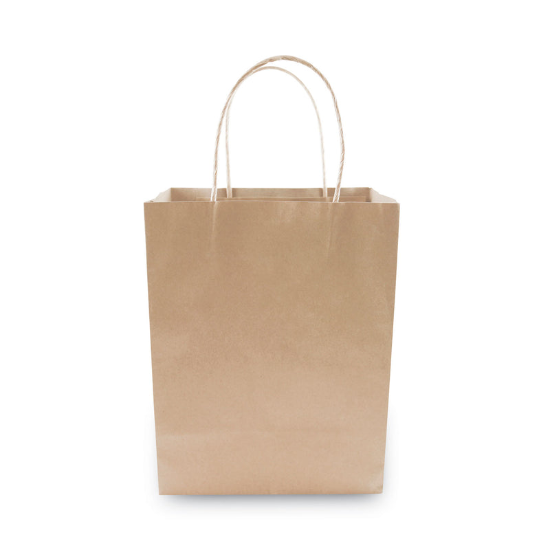 COSCO Premium Shopping Bag, 8" x 4" x 10.25", Brown Kraft, 50/Box