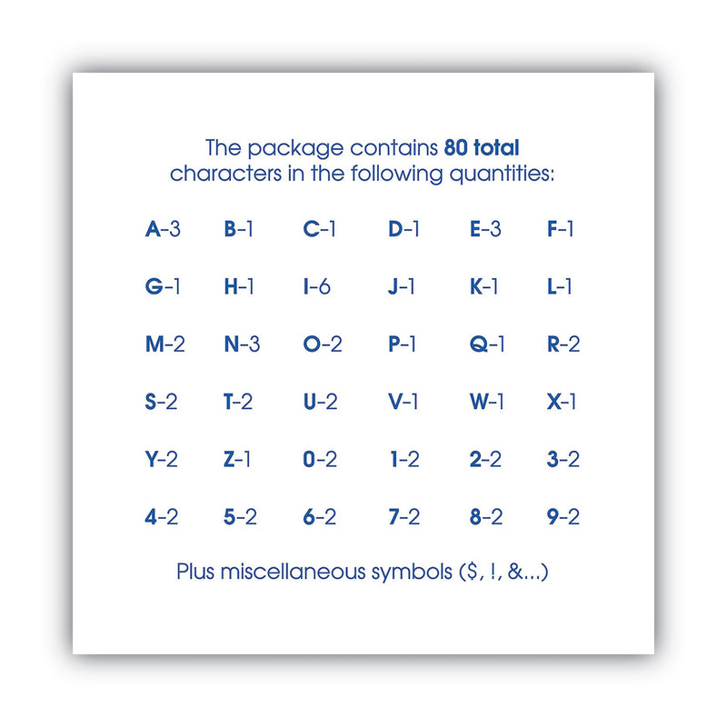 COSCO Letters, Numbers and Symbols, Self Adhesive, Black, 3"h, 64 Characters