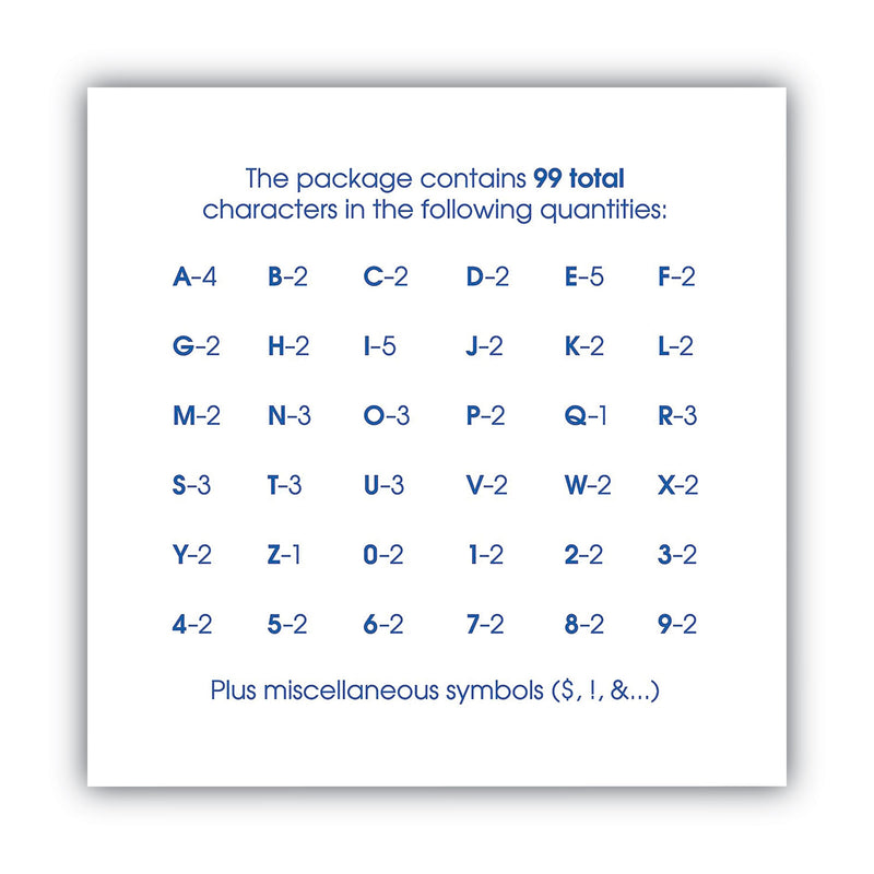 COSCO Letters, Numbers and Symbols, Self Adhesive, Black, 2"h, 84 Characters