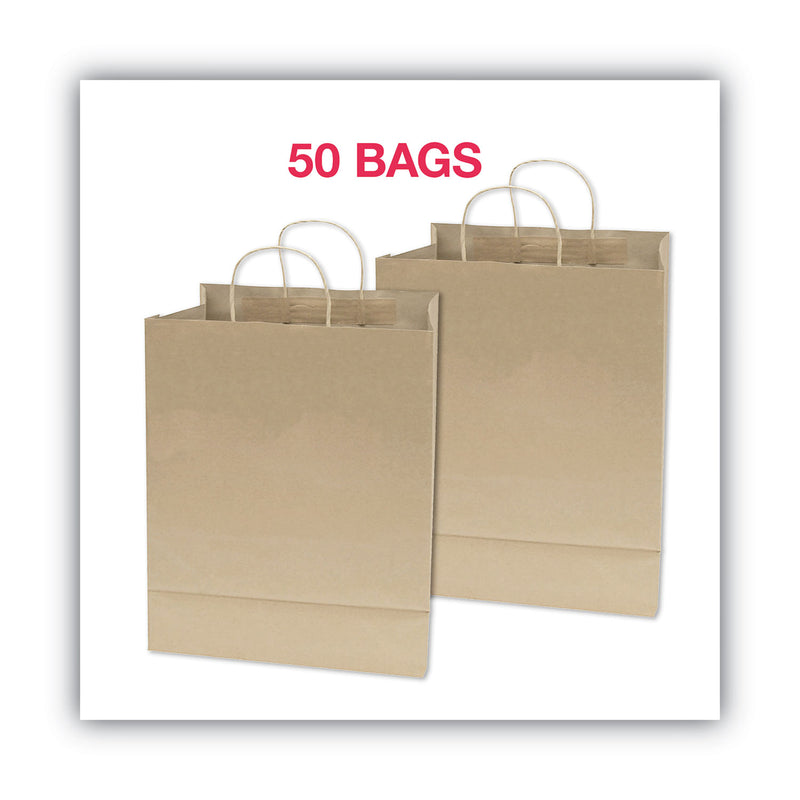 COSCO Premium Shopping Bag, 10"  x 4.5" x 13", Brown Kraft, 50/Box