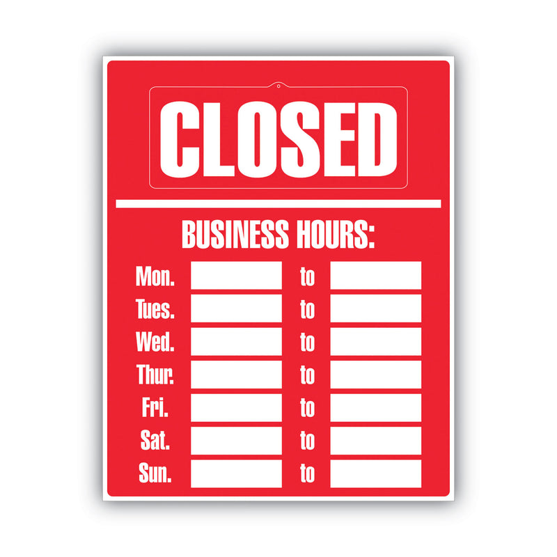 COSCO Business Hours Sign Kit, 15 x 19, Red