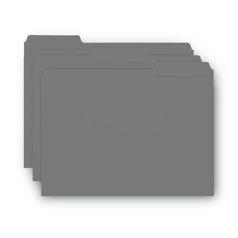 Smead Interior File Folders, 1/3-Cut Tabs: Assorted, Letter Size, 0.75" Expansion, Black/Gray, 100/Box